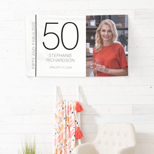 Fifty and Fabulous 50th Birthday Photo Poster Spandoek (Insitu)