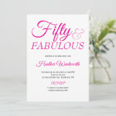 Fifty and Fabulous 50th Birthday Pink Script Kaart (Staand voorkant)