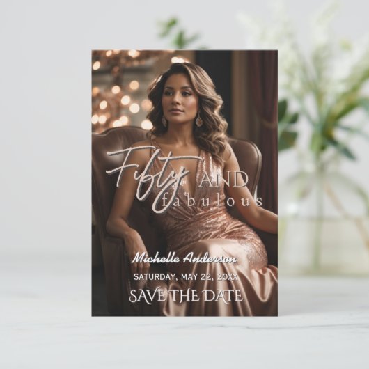 Fifty and Fabulous 50th Birthday Save the Date (Staand voorkant)