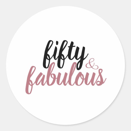 Fifty and Fabulous Birthday Roos Goud Roze Zwart Ronde Sticker (Voorkant)