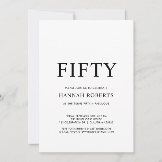 Fifty and Fabulous Black 50th Birthday Party  Kaart (Voorkant)