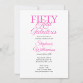 Fifty and Fabulous Black and Pink Script Kaart (Voorkant)