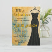 Fifty and Fabulous Black Gold Art Deco 50th  Kaart (Staand voorkant)