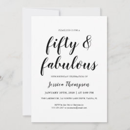 Fifty and Fabulous Black Script 50th Birthday Kaart
