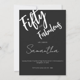 Fifty and Fabulous Black Script 50th Birthday Kaart