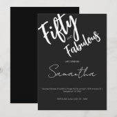 Fifty and Fabulous Black Script 50th Birthday Kaart (Voorkant / Achterkant)