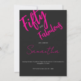 Fifty and Fabulous Black Script 50th Birthday Kaart