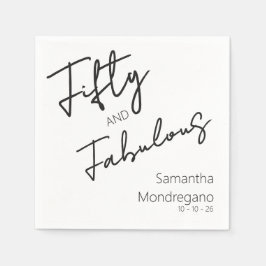 Fifty and Fabulous Black White 50th Birthday Servet