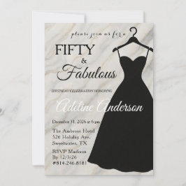 Fifty and Fabulous Black White Marble 50th Kaart