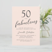 Fifty and Fabulous Blush Pink 50th Birthday Party Kaart (Staand voorkant)