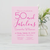 Fifty and Fabulous Blush Pink 50th Birthday Party Kaart (Staand voorkant)
