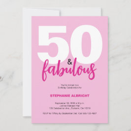 Fifty and Fabulous Blush Pink 50th Birthday Party Kaart