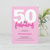 Fifty and Fabulous Blush Pink 50th Birthday Party Kaart (Staand voorkant)