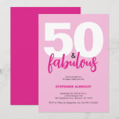 Fifty and Fabulous Blush Pink 50th Birthday Party Kaart (Voorkant / Achterkant)