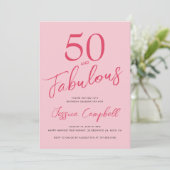 Fifty and Fabulous Blush Pink 50th Birthday Party Kaart (Staand voorkant)