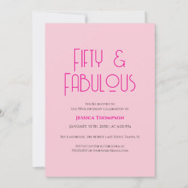Fifty and Fabulous Blush Pink 50th Birthday Party Kaart