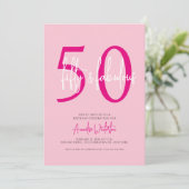 Fifty and Fabulous Blush Pink 50th Birthday Party  Kaart (Staand voorkant)