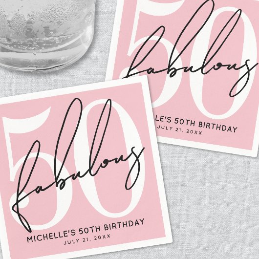 Fifty And Fabulous Blush Pink 50th Birthday Servet