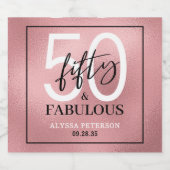 Fifty and Fabulous Bold 50th Birthday Party Sparkling Wijnetiket (Enkel label)