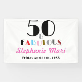Fifty and Fabulous Bold Photo 50th Birthday Banner