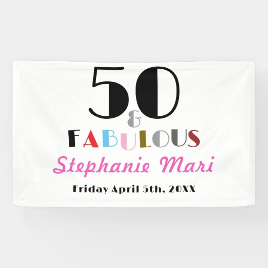 Fifty and Fabulous Bold Photo 50th Birthday Banner (Horizontaal)