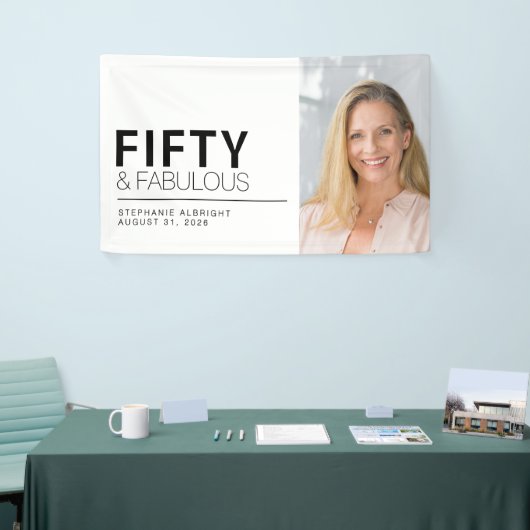 Fifty and Fabulous Bold Photo 50th Birthday Party Spandoek (Beurs)