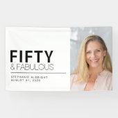 Fifty and Fabulous Bold Photo 50th Birthday Party Spandoek (Horizontaal)