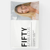 Fifty and Fabulous Bold Photo 50th Birthday Party Spandoek (Verticaal)