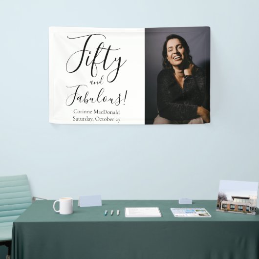 Fifty and Fabulous Bold Photo 50th Birthday Party Spandoek (Beurs)
