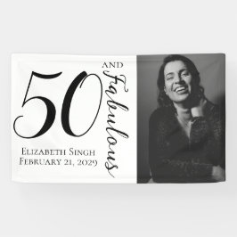 Fifty and Fabulous Bold Photo 50th Birthday Party Spandoek