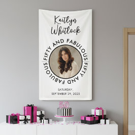 Fifty and Fabulous Bold Photo 50th Birthday Party Spandoek