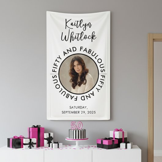 Fifty and Fabulous Bold Photo 50th Birthday Party Spandoek