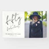 Fifty and Fabulous Bold Photo 50th Birthday Party  Spandoek (Horizontaal)