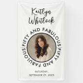 Fifty and Fabulous Bold Photo 50th Birthday Party Spandoek (Verticaal)