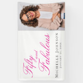 Fifty and Fabulous Bold Photo 50th Birthday Party Spandoek (Verticaal)