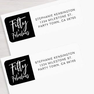 Fifty and Fabulous Bold Script 50th Birthday Party Etiket