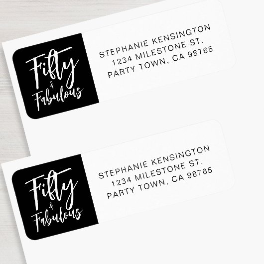 Fifty and Fabulous Bold Script 50th Birthday Party Etiket