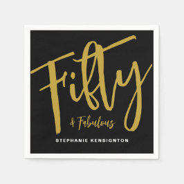 Fifty and Fabulous Bold Script 50th Birthday Party Servet