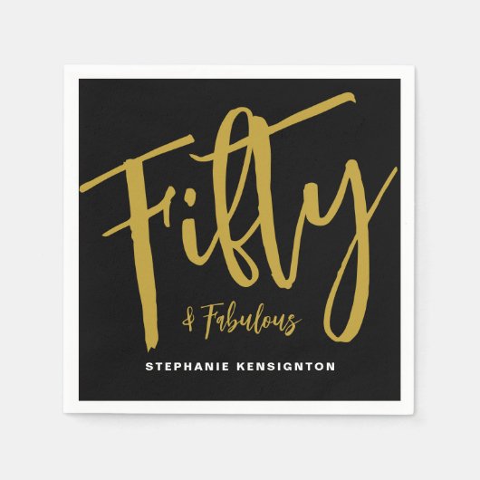 Fifty and Fabulous Bold Script 50th Birthday Party Servet (Voorkant)