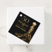 Fifty and Fabulous Gold Dress Black 50th Birthday Bedankjes Labels (In situ)