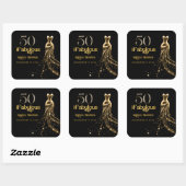 Fifty and Fabulous Gold Dress Black 50th Birthday Vierkante Sticker (Vel)