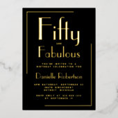 Fifty and Fabulous Gold Foil 50th Birthday Party Folie Uitnodiging (Voorkant)
