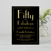 Fifty and Fabulous Gold Foil 50th Birthday Party Folie Uitnodiging (Staand Voorkant)