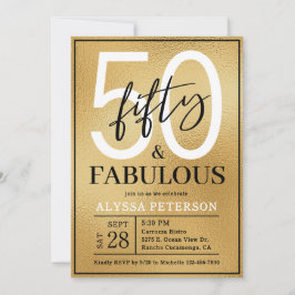 Fifty and Fabulous Gold Script 50th Birthday Kaart