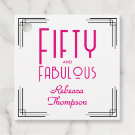 Fifty and Fabulous Hot Pink Art Deco 50th Birthday Bedankjes Labels