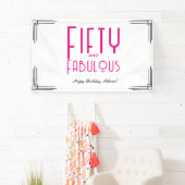 Fifty and Fabulous Hot Pink Art Deco 50th Birthday Spandoek (Insitu)