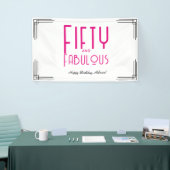 Fifty and Fabulous Hot Pink Art Deco 50th Birthday Spandoek (Beurs)