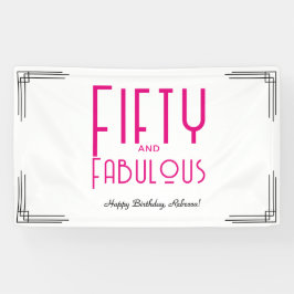 Fifty and Fabulous Hot Pink Art Deco 50th Birthday Spandoek