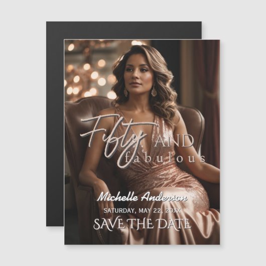 Fifty and Fabulous Magnetic Save the Date (Voorkant / Achterkant)