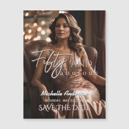 Fifty and Fabulous Magnetic Save the Date (Voorkant)